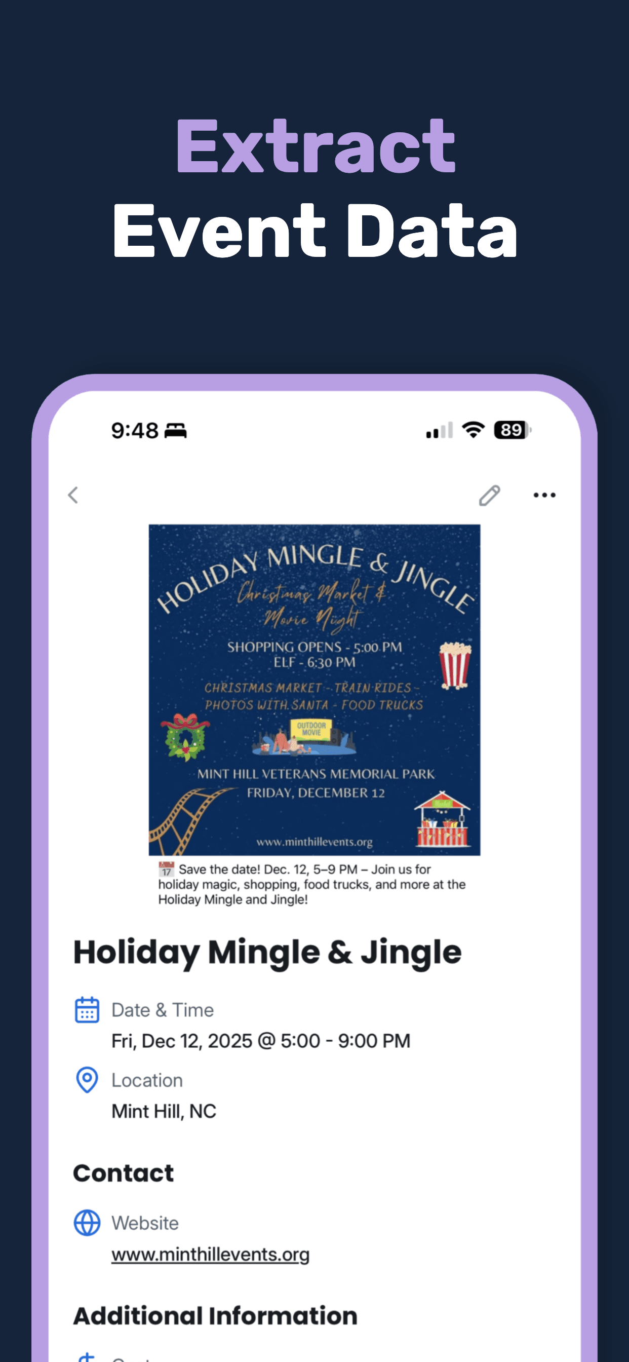AI extracting event details from the flyer