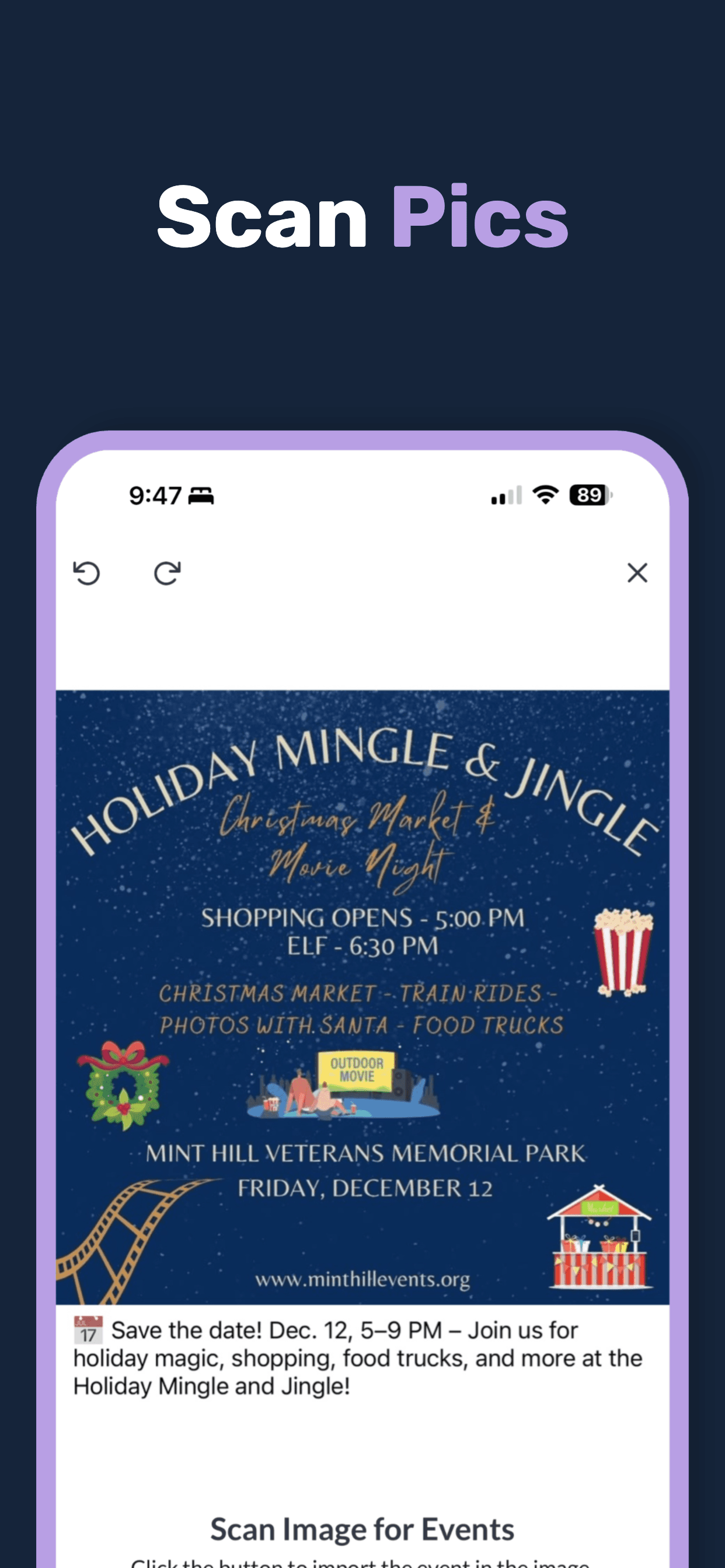 Scanning an event flyer in Herds