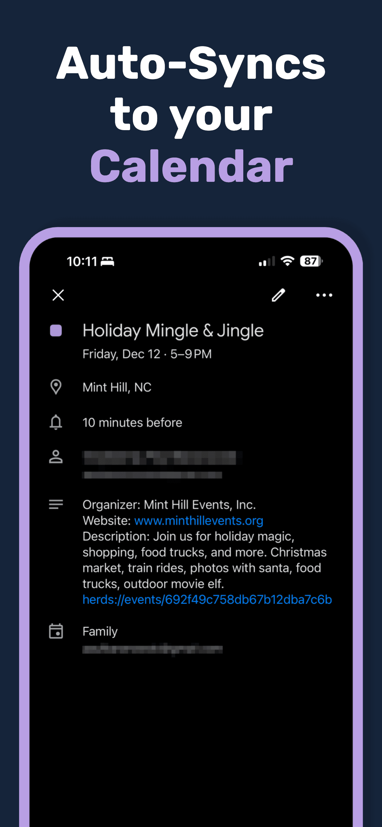 Event added to calendar with all details
